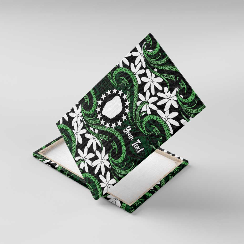 Personalised Cook Islands Mitiaro Canvas Wall Art Tiare Maori Polynesian Waves Tattoo LT14 With Frame Green - Polynesian Pride