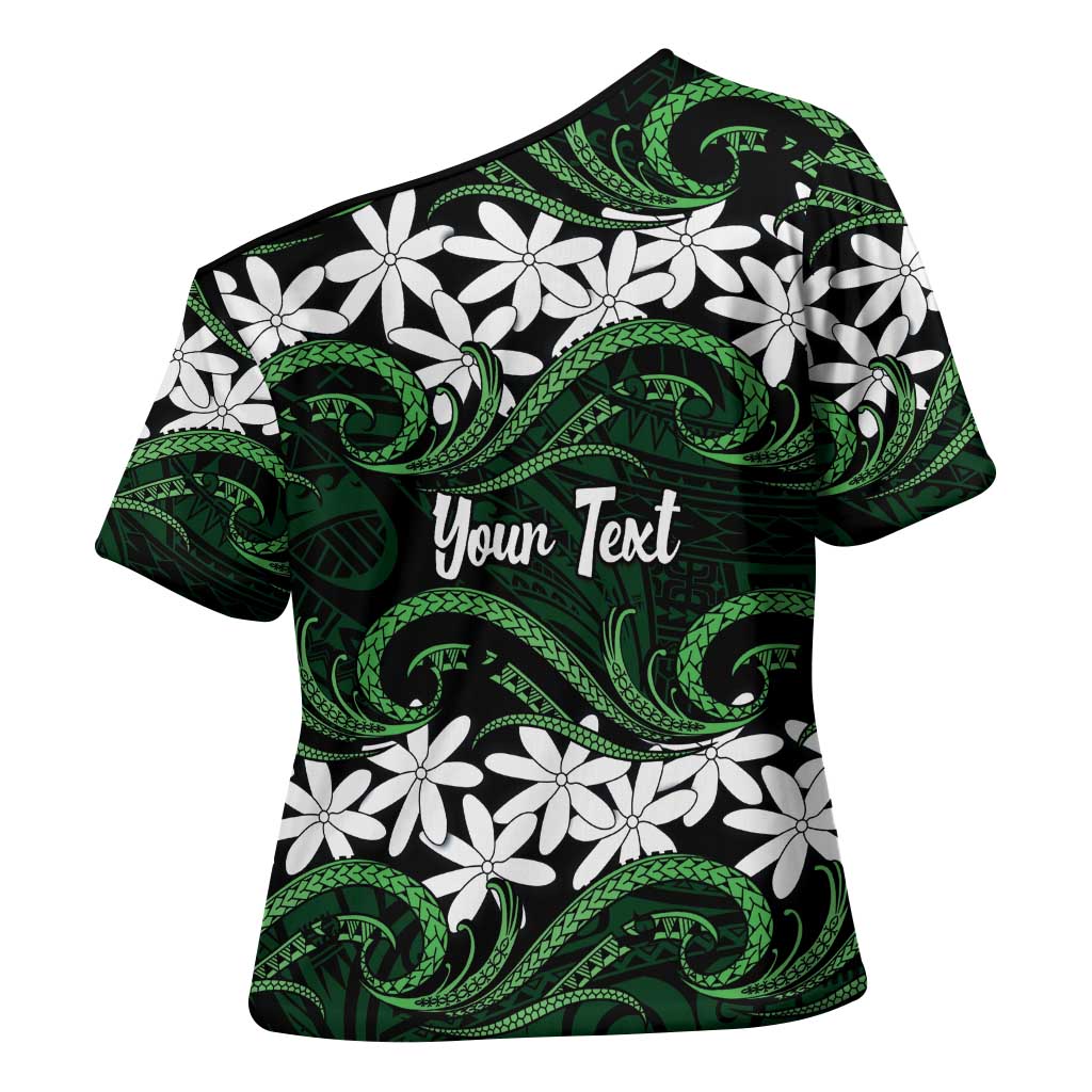 Personalised Cook Islands Mitiaro Cross Shoulder Shirt Tiare Maori Polynesian Waves Tattoo LT14 - Polynesian Pride