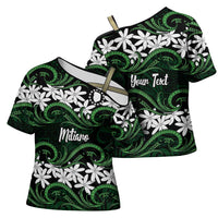 Personalised Cook Islands Mitiaro Cross Shoulder Shirt Tiare Maori Polynesian Waves Tattoo LT14 - Polynesian Pride