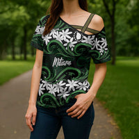 Personalised Cook Islands Mitiaro Cross Shoulder Shirt Tiare Maori Polynesian Waves Tattoo LT14 - Polynesian Pride