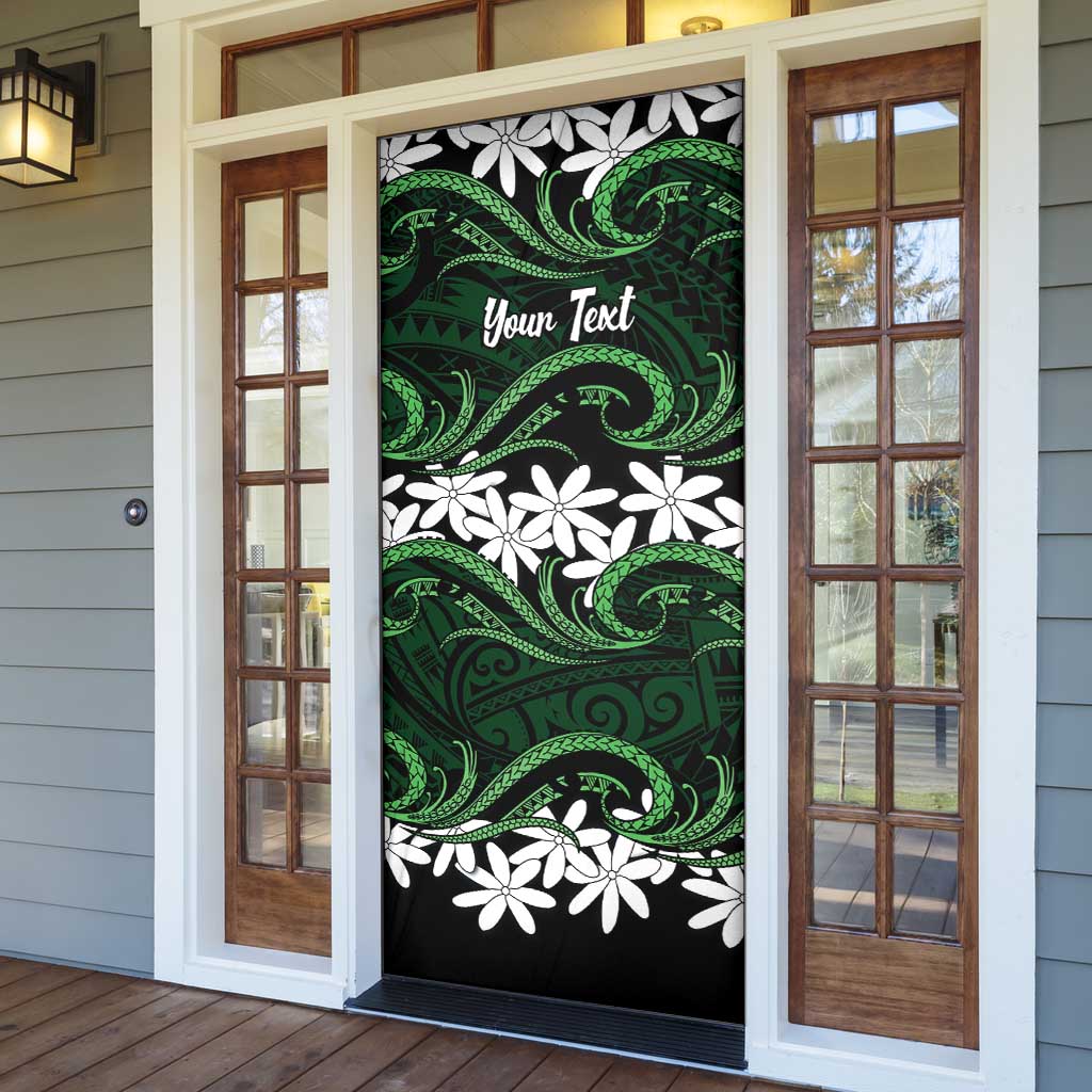 Personalised Cook Islands Mitiaro Door Cover Tiare Maori Polynesian Waves Tattoo LT14 - Polynesian Pride