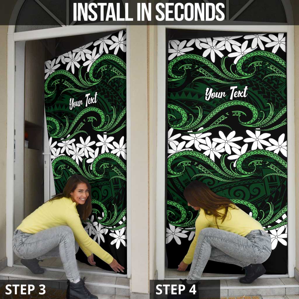 Personalised Cook Islands Mitiaro Door Cover Tiare Maori Polynesian Waves Tattoo LT14 - Polynesian Pride