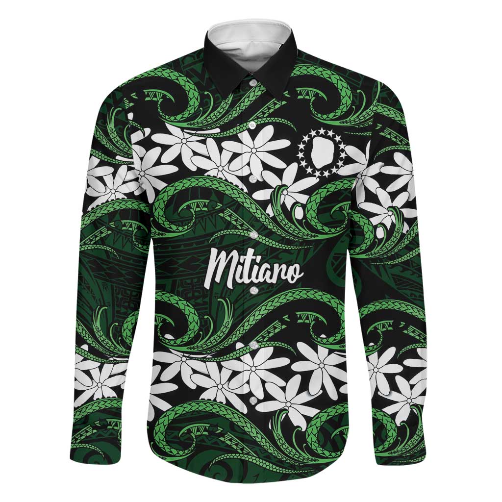 Personalised Cook Islands Mitiaro Family Matching Long Sleeve Bodycon Dress and Hawaiian Shirt Tiare Maori Polynesian Waves Tattoo