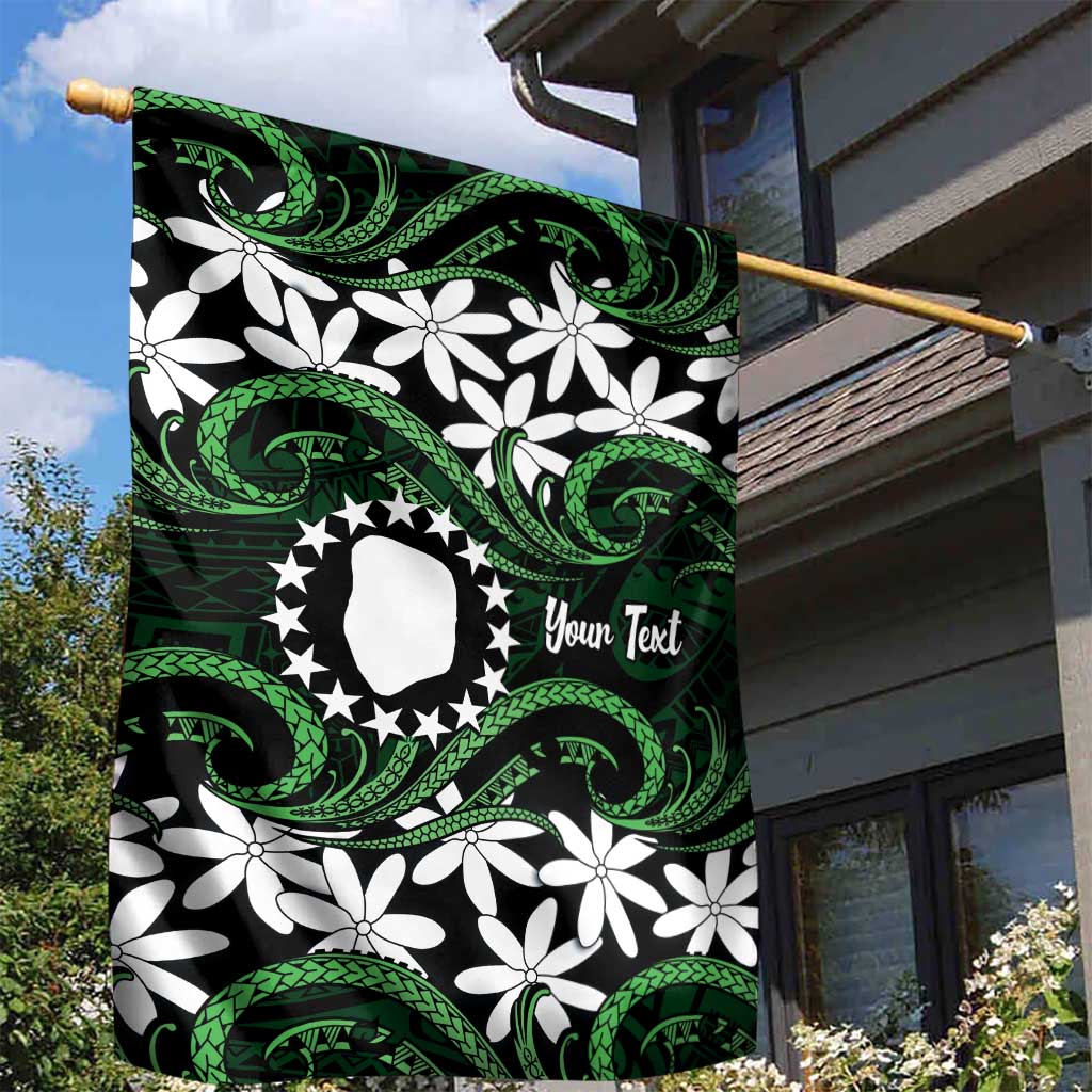 Personalised Cook Islands Mitiaro Garden Flag Tiare Maori Polynesian Waves Tattoo LT14 - Polynesian Pride