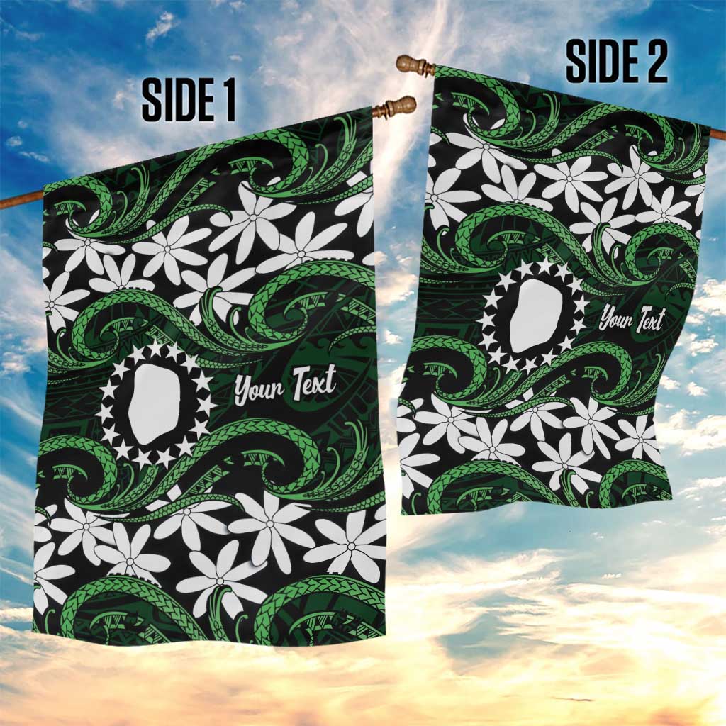 Personalised Cook Islands Mitiaro Garden Flag Tiare Maori Polynesian Waves Tattoo LT14 - Polynesian Pride