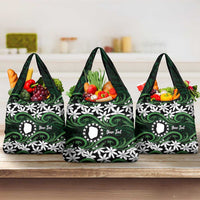 Personalised Cook Islands Mitiaro Grocery Bag Tiare Maori Polynesian Waves Tattoo LT14 3-pack One Size Green - Polynesian Pride