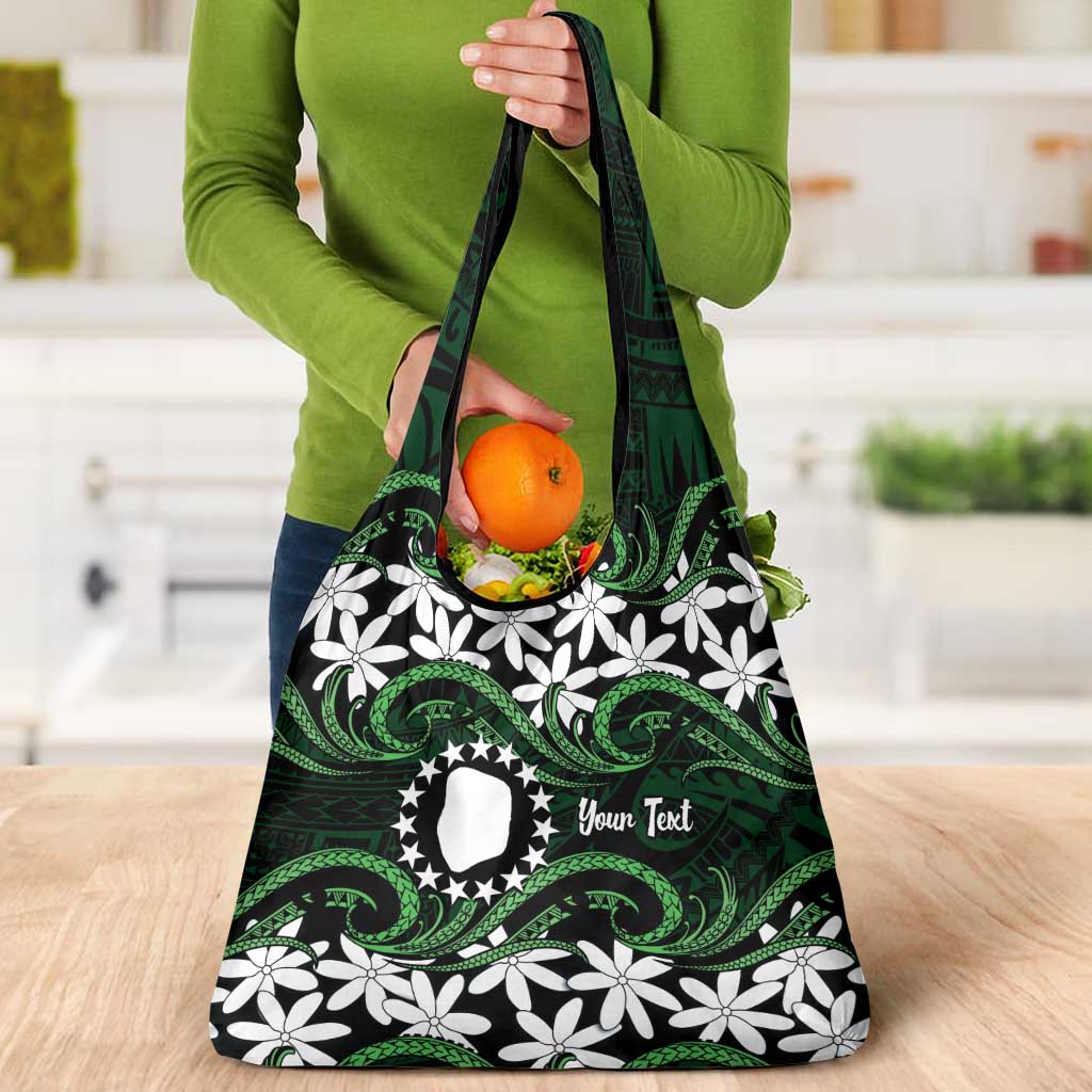 Personalised Cook Islands Mitiaro Grocery Bag Tiare Maori Polynesian Waves Tattoo LT14 - Polynesian Pride