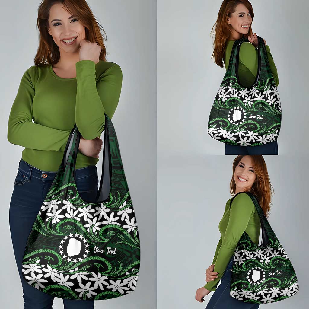 Personalised Cook Islands Mitiaro Grocery Bag Tiare Maori Polynesian Waves Tattoo LT14 - Polynesian Pride