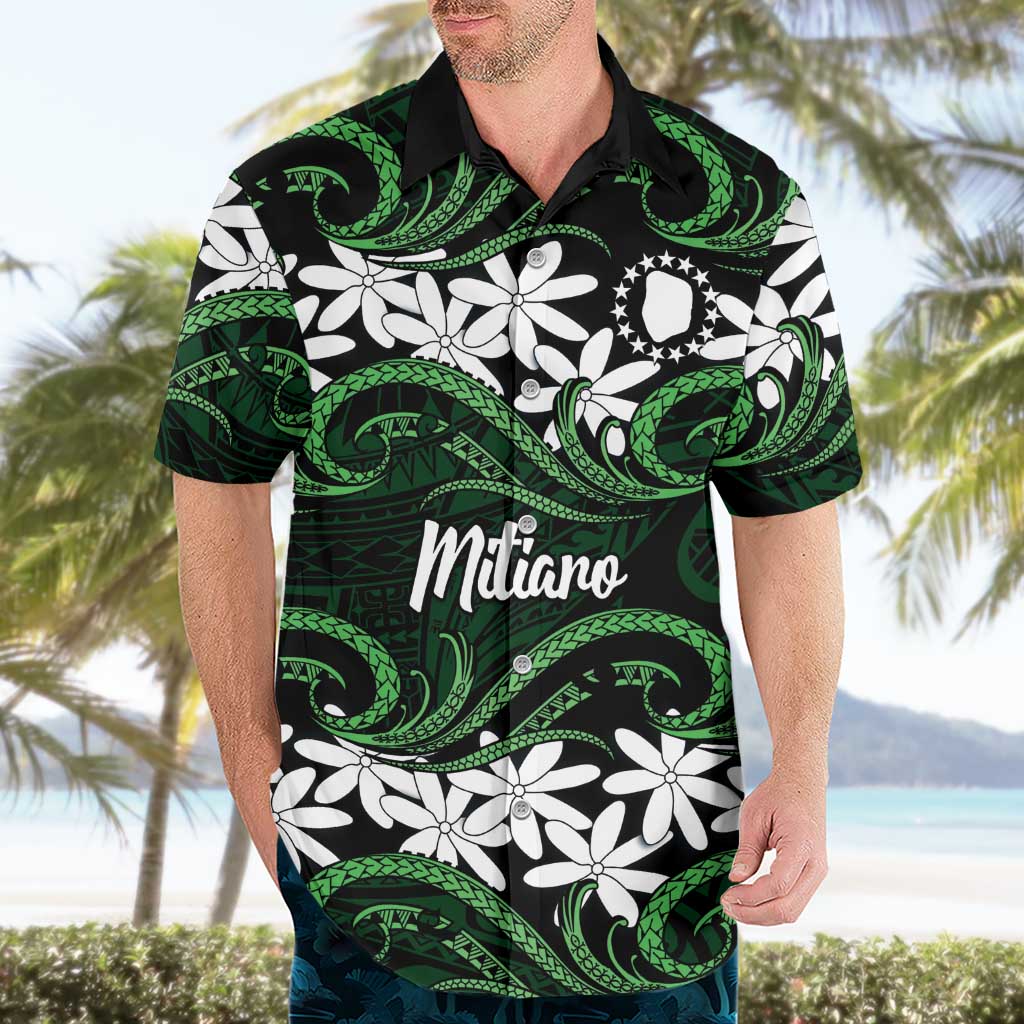 Personalised Cook Islands Mitiaro Hawaiian Shirt Tiare Maori Polynesian Waves Tattoo LT14 - Polynesian Pride