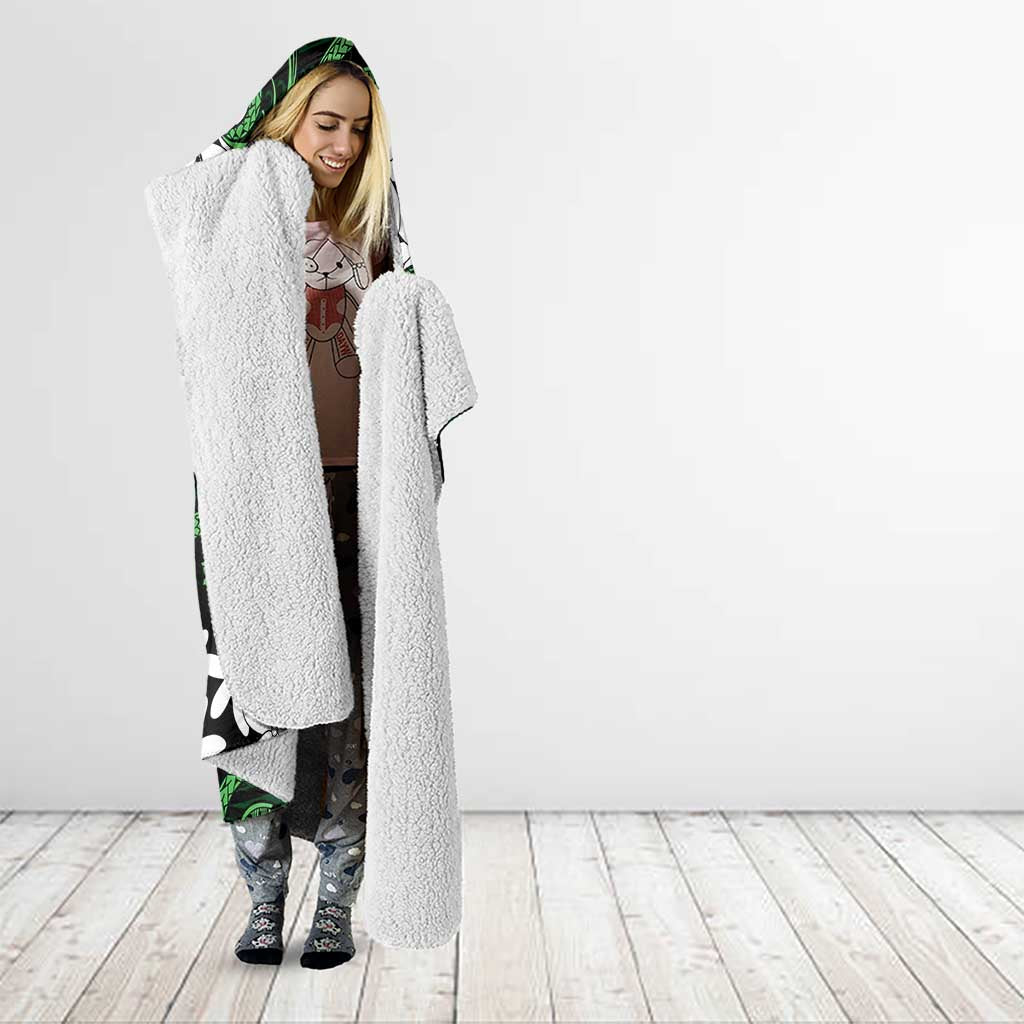 Personalised Cook Islands Mitiaro Hooded Blanket Tiare Maori Polynesian Waves Tattoo