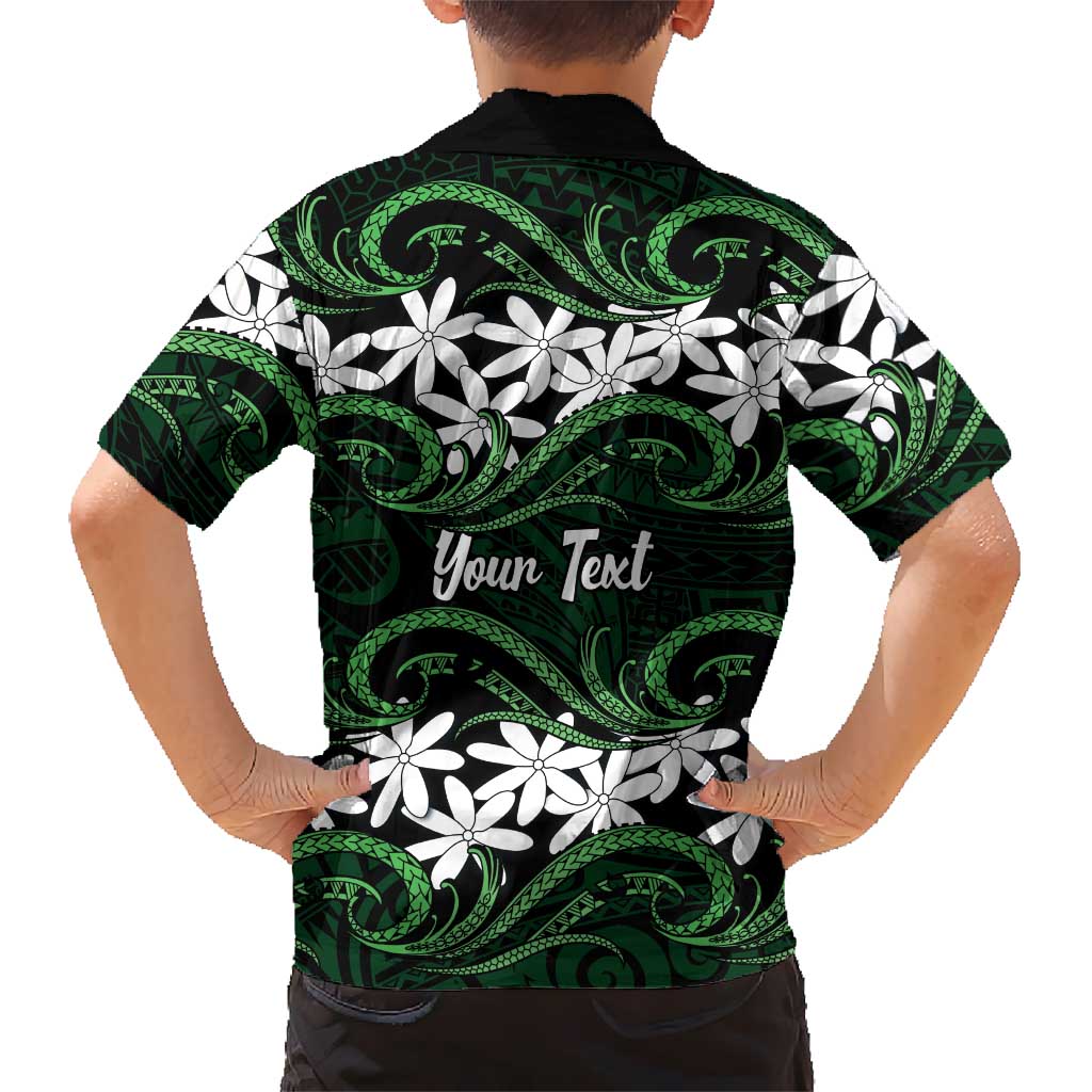 Personalised Cook Islands Mitiaro Kid Hawaiian Shirt Tiare Maori Polynesian Waves Tattoo LT14 - Polynesian Pride