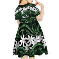 Personalised Cook Islands Mitiaro Kid Short Sleeve Dress Tiare Maori Polynesian Waves Tattoo LT14 - Polynesian Pride