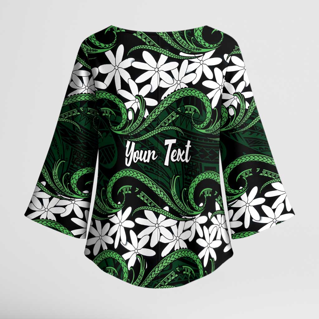Personalised Cook Islands Mitiaro Kimono Sleeve Blouse Tiare Maori Polynesian Waves Tattoo LT14 - Polynesian Pride