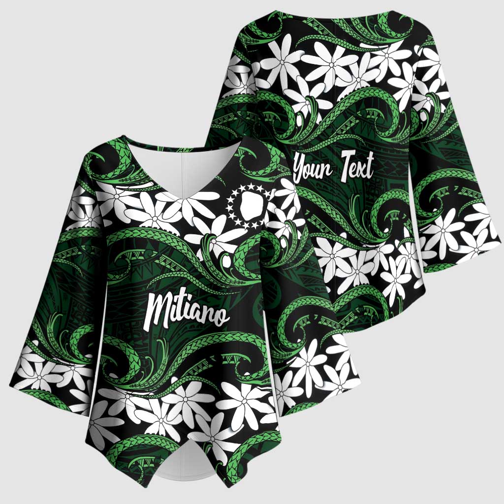 Personalised Cook Islands Mitiaro Kimono Sleeve Blouse Tiare Maori Polynesian Waves Tattoo LT14 - Polynesian Pride