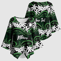 Personalised Cook Islands Mitiaro Kimono Sleeve Blouse Tiare Maori Polynesian Waves Tattoo LT14 - Polynesian Pride