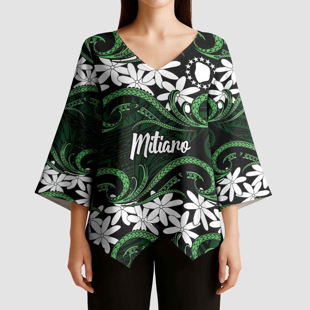 Personalised Cook Islands Mitiaro Kimono Sleeve Blouse Tiare Maori Polynesian Waves Tattoo LT14 - Polynesian Pride