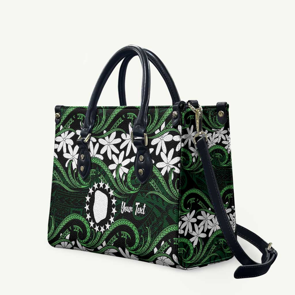 Personalised Cook Islands Mitiaro Leather Bag Tiare Maori Polynesian Waves Tattoo LT14 Green - Polynesian Pride