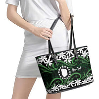 Personalised Cook Islands Mitiaro Leather Tote Bag Tiare Maori Polynesian Waves Tattoo LT14 - Polynesian Pride