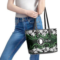 Personalised Cook Islands Mitiaro Leather Tote Bag Tiare Maori Polynesian Waves Tattoo LT14 - Polynesian Pride
