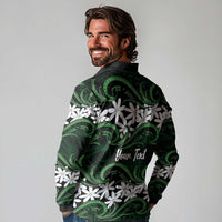 Personalised Cook Islands Mitiaro Long Sleeve Polo Shirt Tiare Maori Polynesian Waves Tattoo LT14 - Polynesian Pride