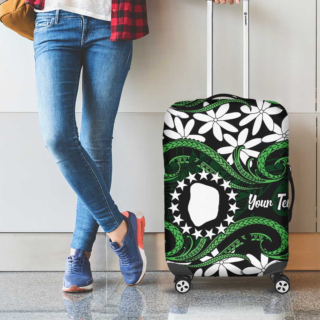 Personalised Cook Islands Mitiaro Luggage Cover Tiare Maori Polynesian Waves Tattoo LT14 - Polynesian Pride