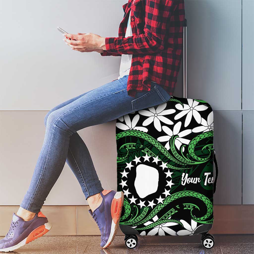 Personalised Cook Islands Mitiaro Luggage Cover Tiare Maori Polynesian Waves Tattoo LT14 - Polynesian Pride
