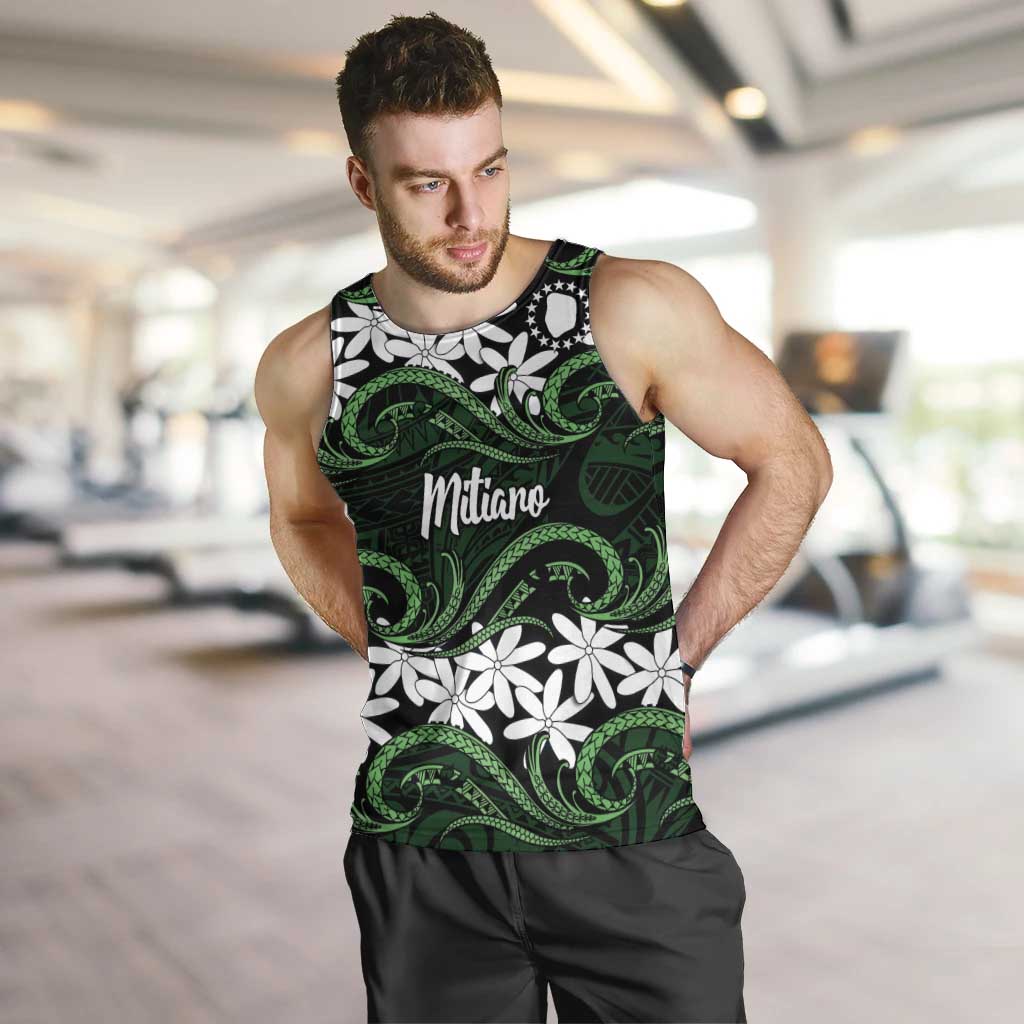 Personalised Cook Islands Mitiaro Men Tank Top Tiare Maori Polynesian Waves Tattoo
