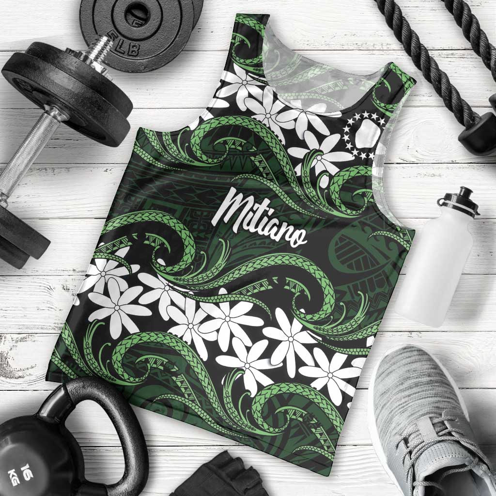 Personalised Cook Islands Mitiaro Men Tank Top Tiare Maori Polynesian Waves Tattoo