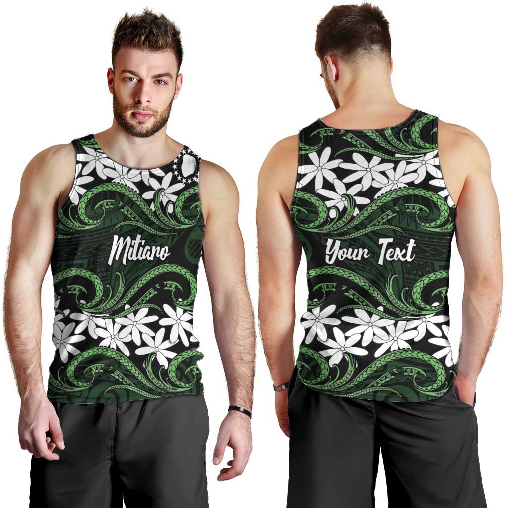 Personalised Cook Islands Mitiaro Men Tank Top Tiare Maori Polynesian Waves Tattoo