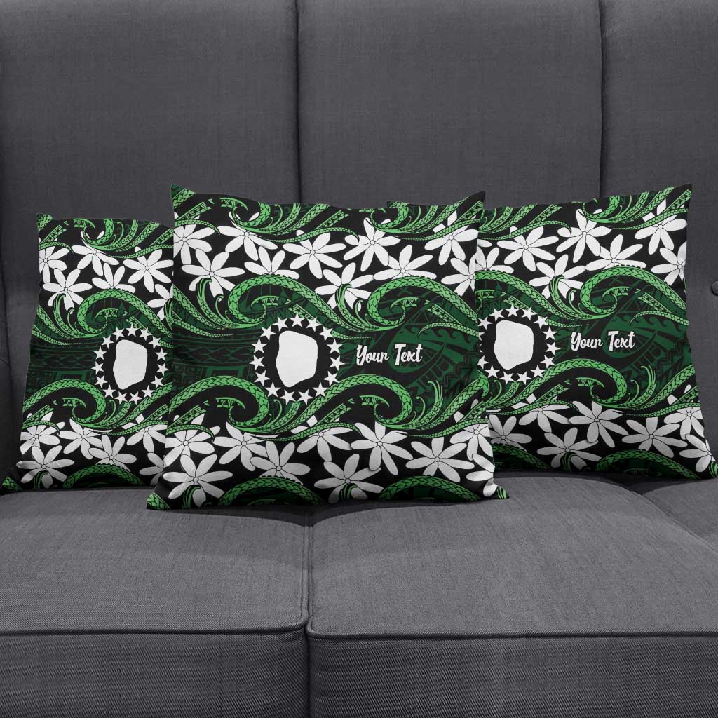 Personalised Cook Islands Mitiaro Pillow Cover Tiare Maori Polynesian Waves Tattoo LT14 - Polynesian Pride