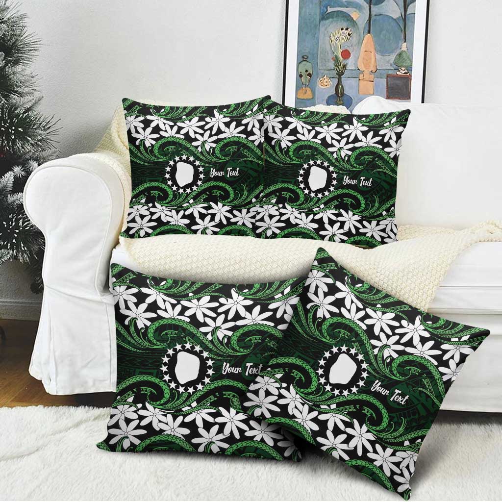 Personalised Cook Islands Mitiaro Pillow Cover Tiare Maori Polynesian Waves Tattoo LT14 - Polynesian Pride