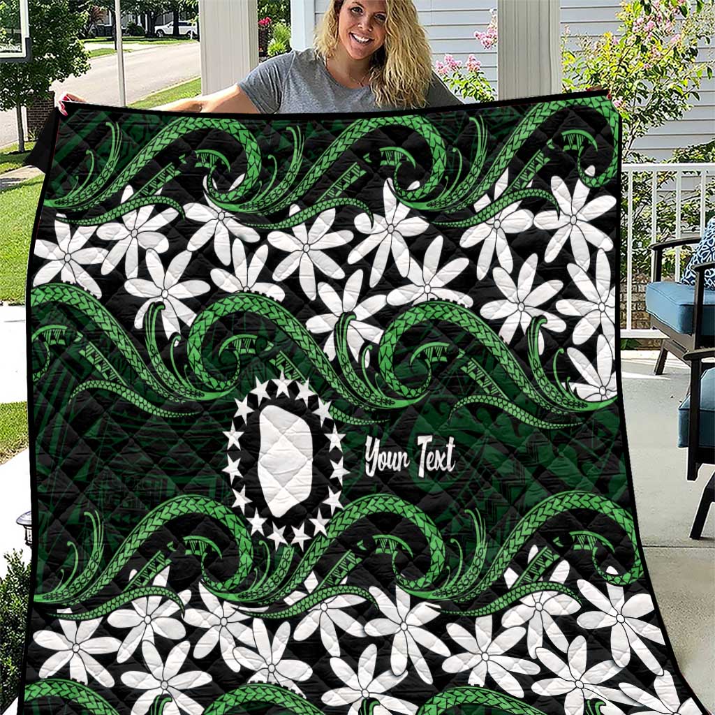 Personalised Cook Islands Mitiaro Quilt Tiare Maori Polynesian Waves Tattoo LT14 Green - Polynesian Pride