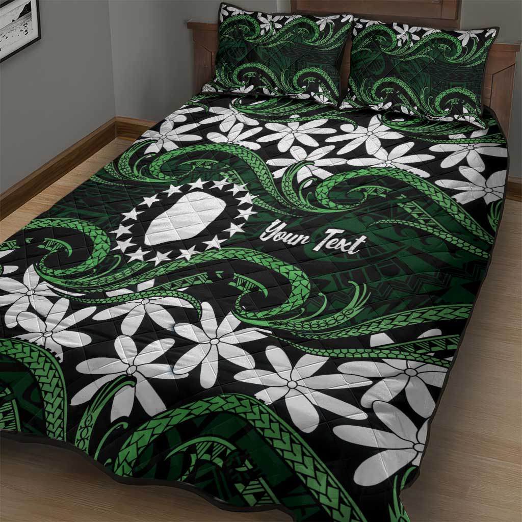 Personalised Cook Islands Mitiaro Quilt Bed Set Tiare Maori Polynesian Waves Tattoo LT14 - Polynesian Pride