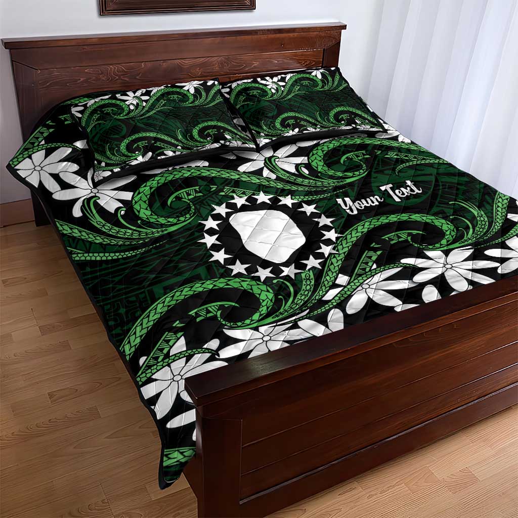 Personalised Cook Islands Mitiaro Quilt Bed Set Tiare Maori Polynesian Waves Tattoo LT14 - Polynesian Pride