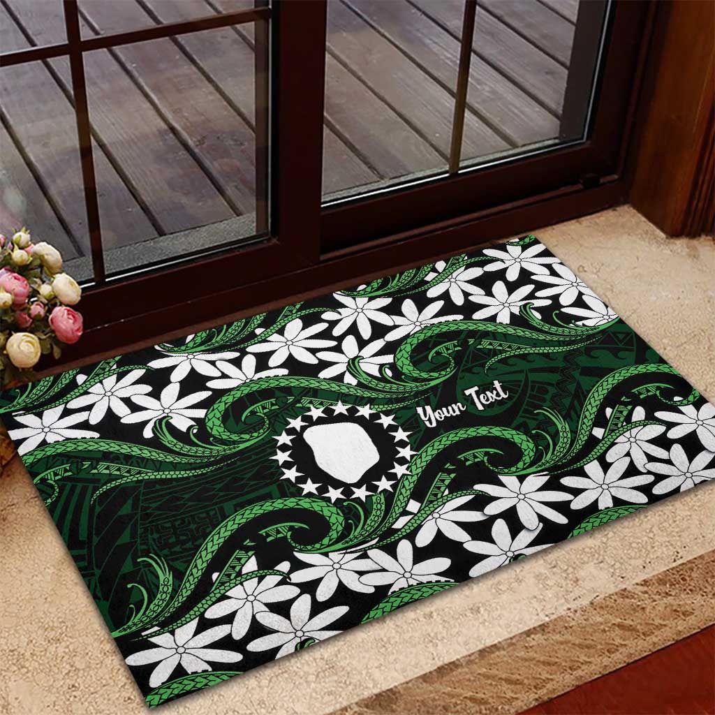 Personalised Cook Islands Mitiaro Rubber Doormat Tiare Maori Polynesian Waves Tattoo LT14 - Polynesian Pride