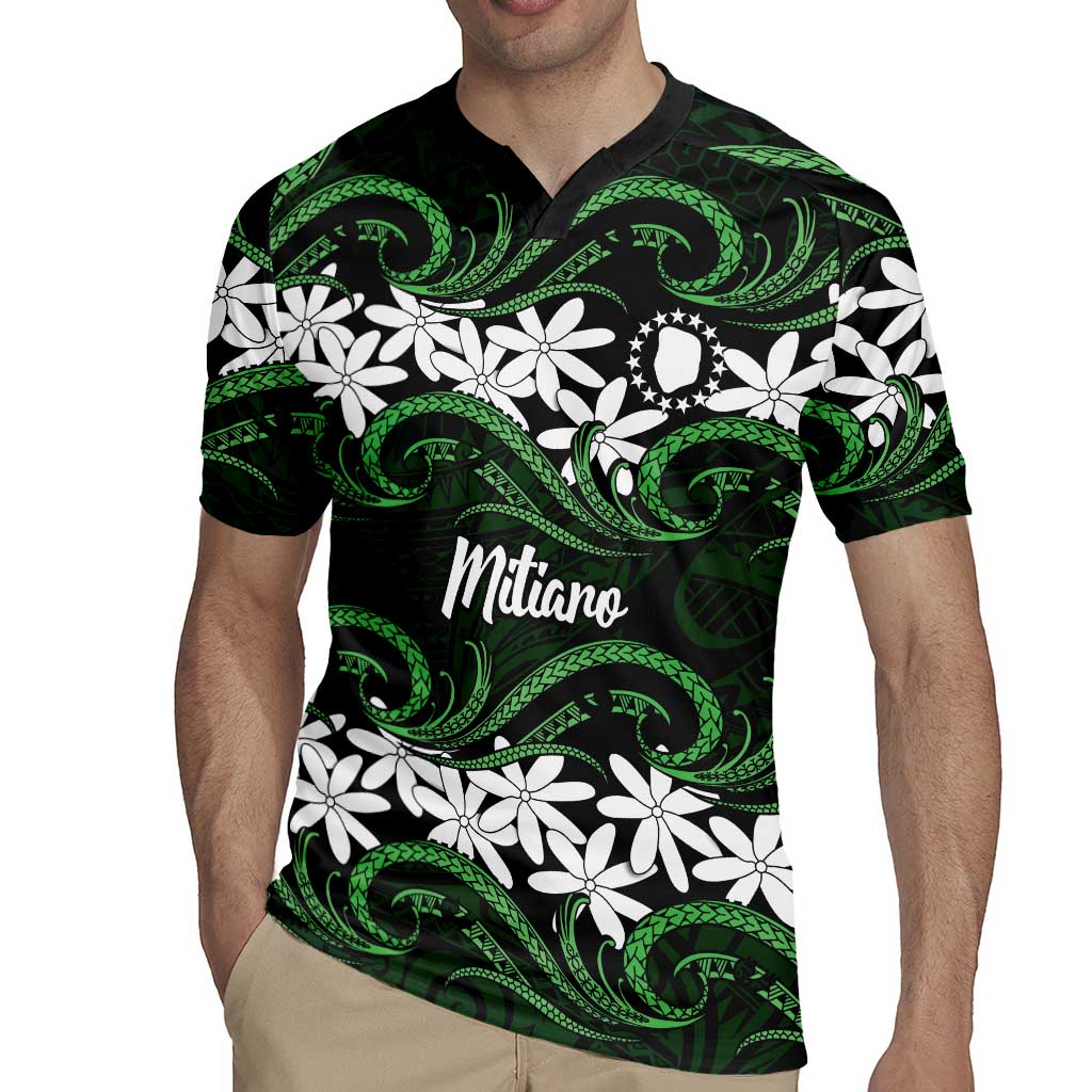 Personalised Cook Islands Mitiaro Rugby Jersey Tiare Maori Polynesian Waves Tattoo LT14 - Polynesian Pride