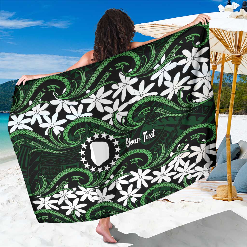 Personalised Cook Islands Mitiaro Sarong Tiare Maori Polynesian Waves Tattoo LT14 One Size 44 x 66 inches Green - Polynesian Pride