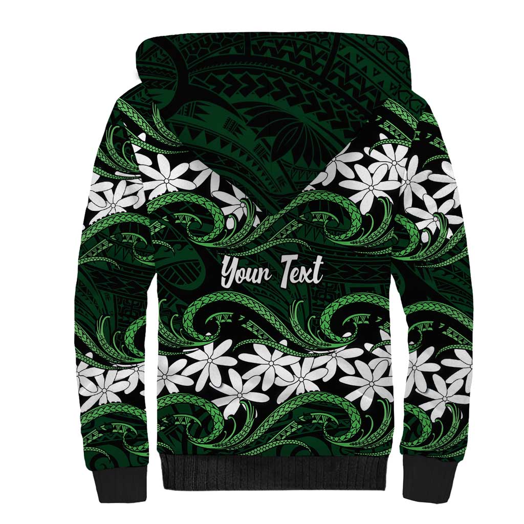 Personalised Cook Islands Mitiaro Sherpa Hoodie Tiare Maori Polynesian Waves Tattoo LT14 - Polynesian Pride