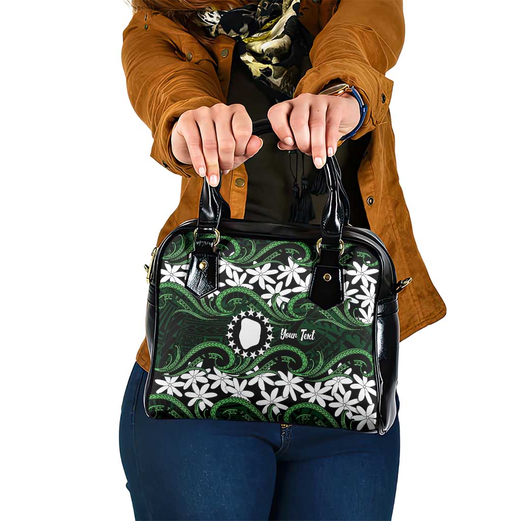 Personalised Cook Islands Mitiaro Shoulder Handbag Tiare Maori Polynesian Waves Tattoo LT14 One Size Green - Polynesian Pride