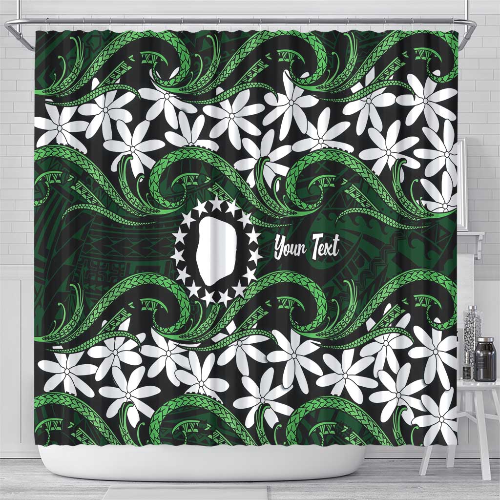 Personalised Cook Islands Mitiaro Shower Curtain Tiare Maori Polynesian Waves Tattoo LT14 - Polynesian Pride