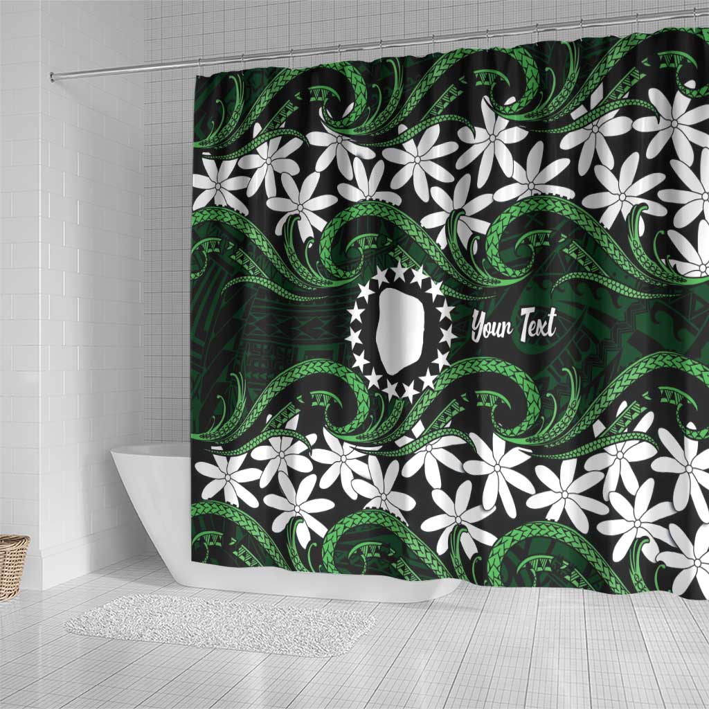 Personalised Cook Islands Mitiaro Shower Curtain Tiare Maori Polynesian Waves Tattoo LT14 - Polynesian Pride
