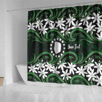 Personalised Cook Islands Mitiaro Shower Curtain Tiare Maori Polynesian Waves Tattoo LT14 - Polynesian Pride