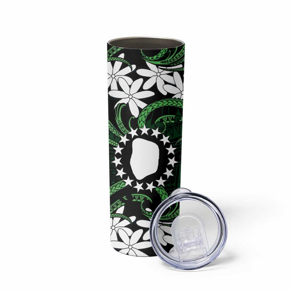 Personalised Cook Islands Mitiaro Skinny Tumbler Tiare Maori Polynesian Waves Tattoo LT14 - Polynesian Pride