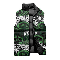 Personalised Cook Islands Mitiaro Sleeveless Puffer Jacket Tiare Maori Polynesian Waves Tattoo LT14 - Polynesian Pride