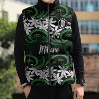 Personalised Cook Islands Mitiaro Sleeveless Puffer Jacket Tiare Maori Polynesian Waves Tattoo LT14 - Polynesian Pride