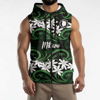 Personalised Cook Islands Mitiaro Sleeveless Zip Hoodie Tiare Maori Polynesian Waves Tattoo LT14 - Polynesian Pride