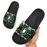 Personalised Cook Islands Mitiaro Slide Sandals Tiare Maori Polynesian Waves Tattoo LT14 - Polynesian Pride
