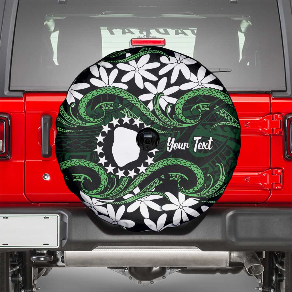 Personalised Cook Islands Mitiaro Spare Tire Cover Tiare Maori Polynesian Waves Tattoo LT14 - Polynesian Pride