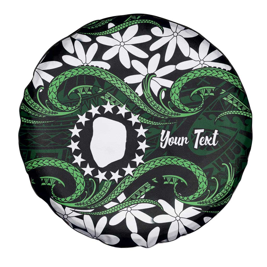 Personalised Cook Islands Mitiaro Spare Tire Cover Tiare Maori Polynesian Waves Tattoo LT14 - Polynesian Pride