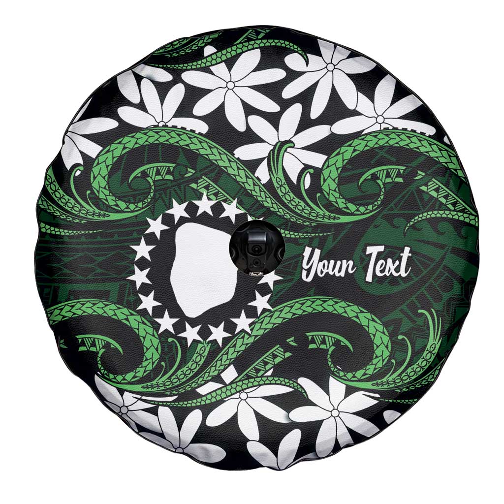 Personalised Cook Islands Mitiaro Spare Tire Cover Tiare Maori Polynesian Waves Tattoo LT14 - Polynesian Pride